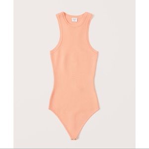 Abercrombie & Fitch peach scuba high neck knit bodysuit xs